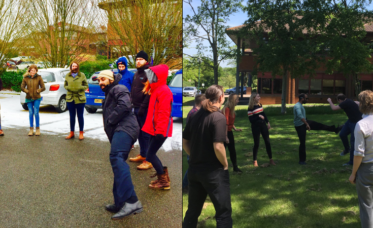 Staff play hacky-sac during their lunch break © Thomsonec