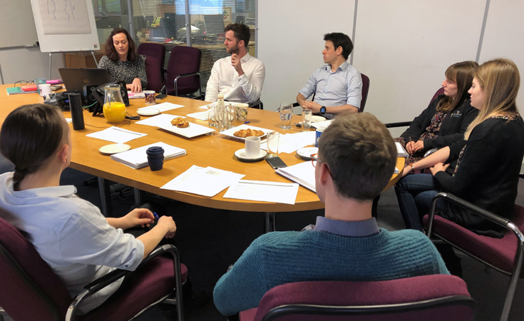 Talent Acquisition Partner at Thomson, Katie, delivers a training session for mentored staff members on finding and securing future talent © Mirka Orsagova