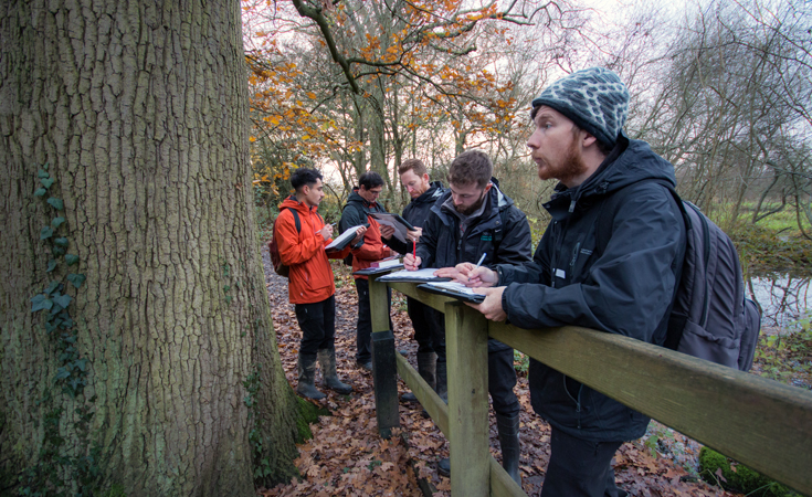 Ecologists conducting tree surveys during training © Matt Wisby / Thomsonec.com