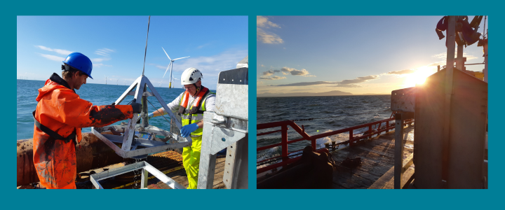 Figure 3. Handling the Day grab and box core during the subtidal survey in the West of Walney MCZ