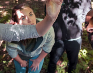 Heather Clayson, Assistant Ecologist, on a dormouse survey with colleagues